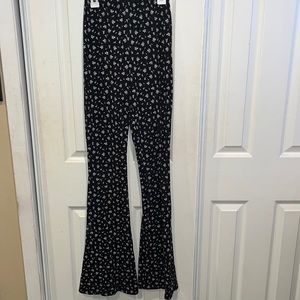 Black & White Flower Flare Pants